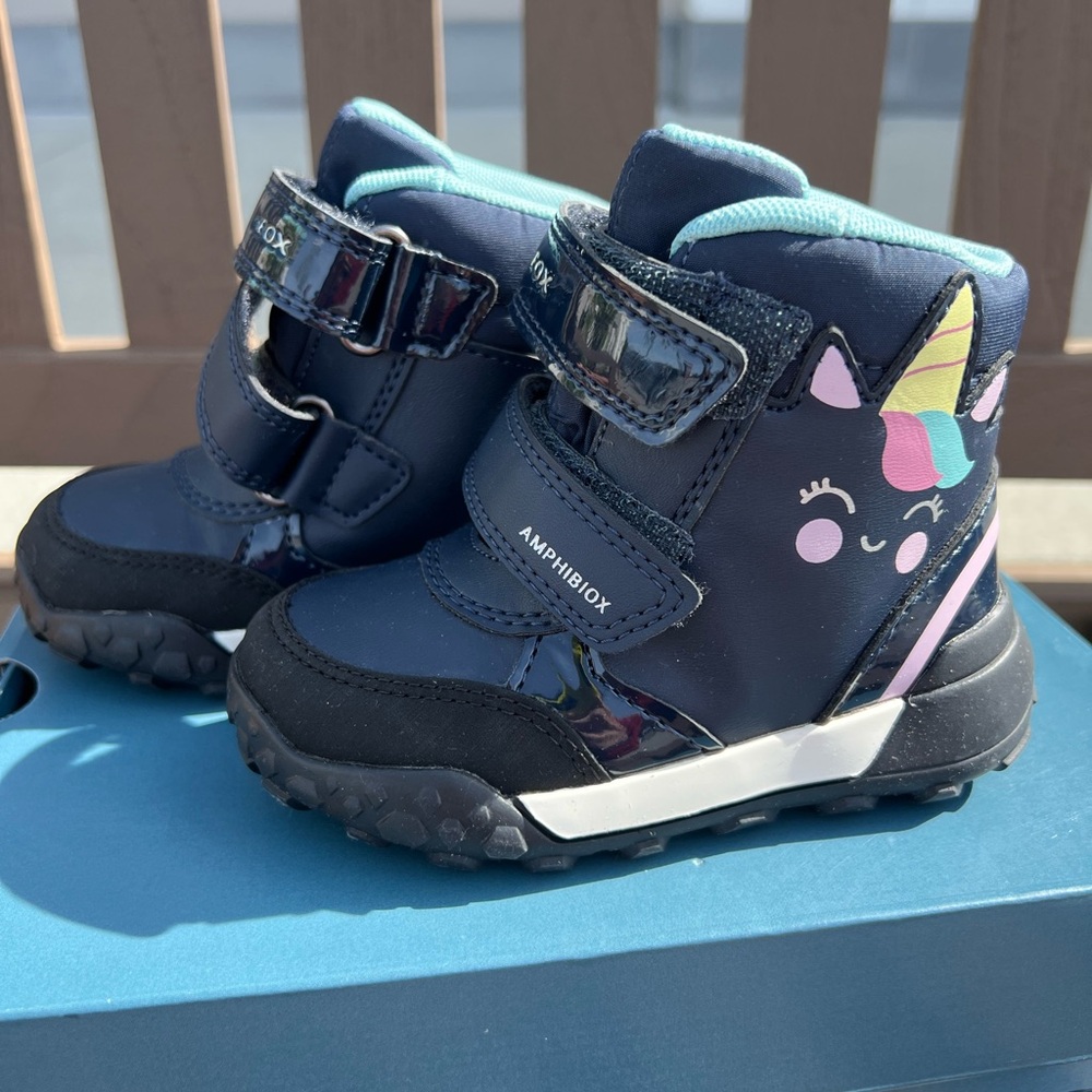 Geox Navy and Teal Kids Unicorn Amphibiox Boots